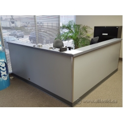 2 Tone Grey L Suite Reception Desk with Transaction Counter